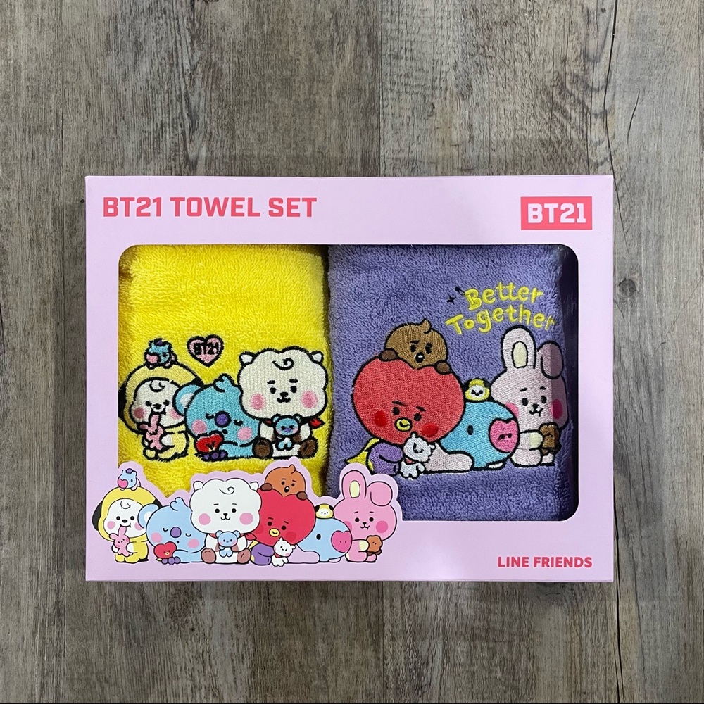 Line Friends BTS BT21 Better Together 2pc Towel Set